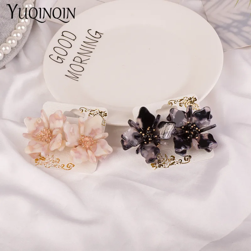 Женские винтажные длинные серьги в форме цветка уксусной кислоты черные висячие