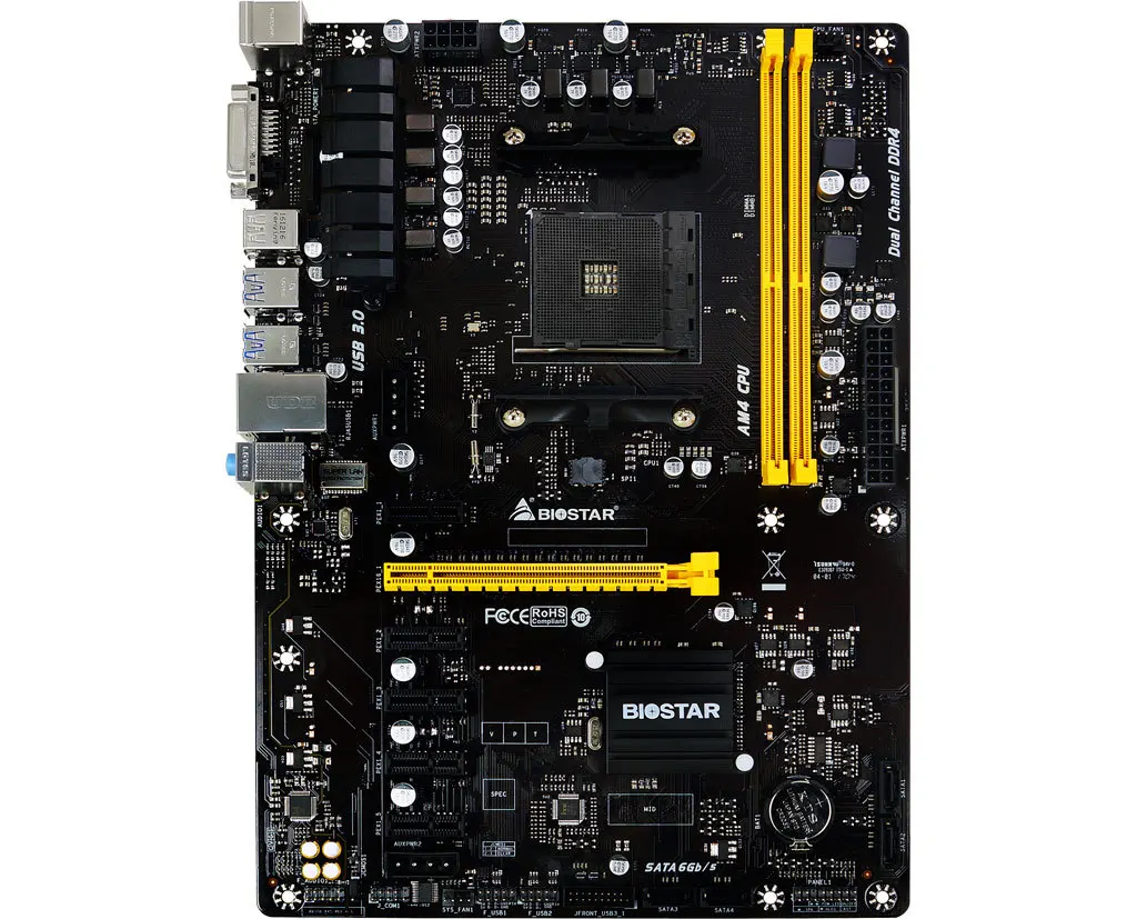 Оригинальная плата BIOSTAR TB350-BTC AM4 B350 копать Майнинг материнская плата поддерживает 6 видеокарт A6-9500 графическим слотом 6PCI-E