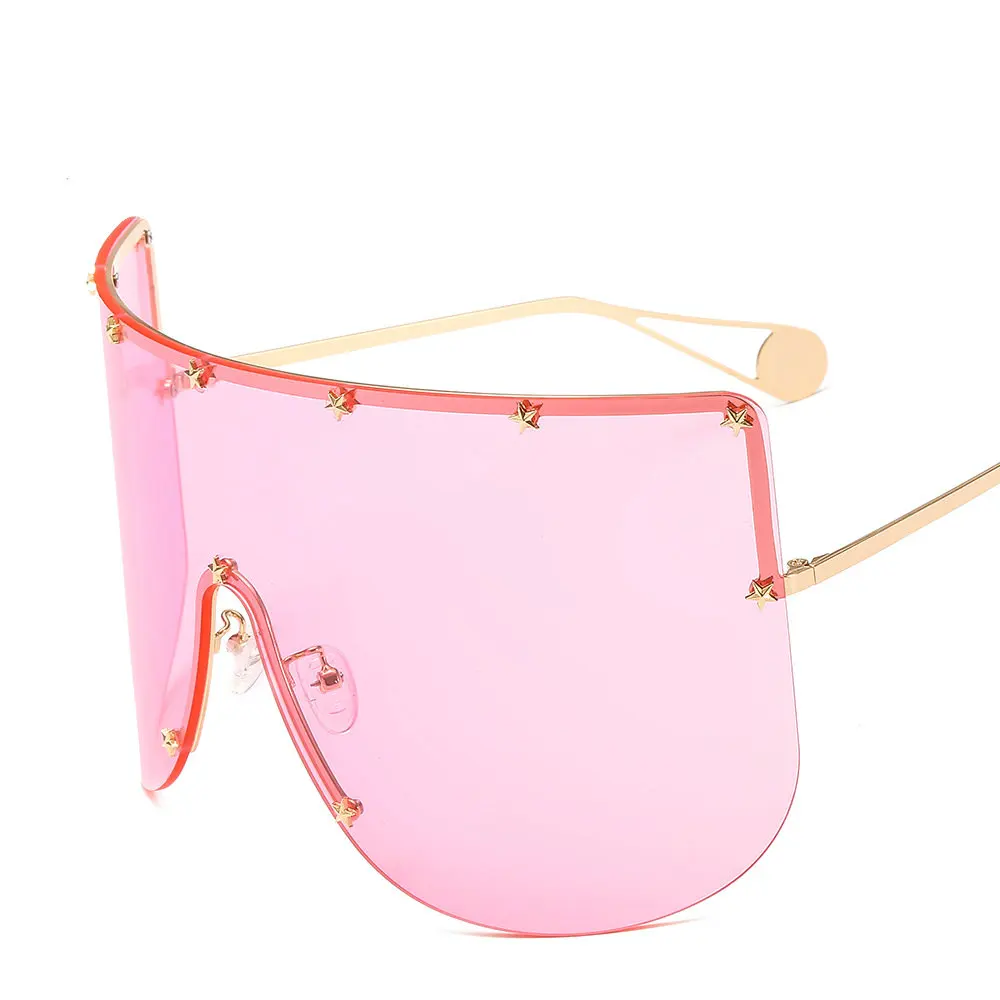 Женские и мужские солнцезащитные очки в черной оправе оверсайз цельные с плоским