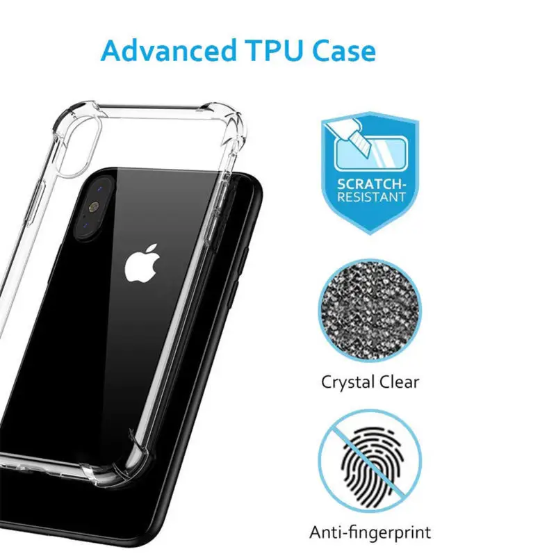 Противоударный бампер прозрачный защитный чехол для телефона iPhone 11 X XS XR Max 8 7 6 6S