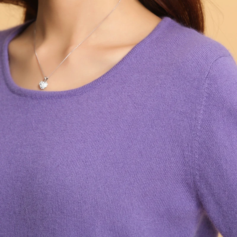 Женщин свитер 100% чистого кашемира вязаный зима О-образным вырезом теплые свитера