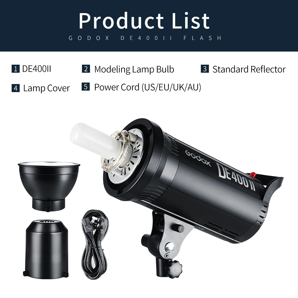 Godox DE400II 400 Вт 400Ws студийная вспышка GN65 Стробоскопическая Лампа головное Освещение
