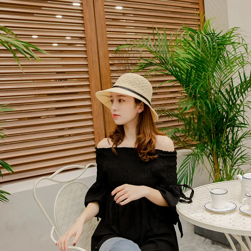 Модные женские соломенные шляпы для женщин летняя Солнцезащитная пляжная шляпа