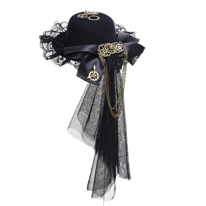 

Steampunk Lace Veil Gear Tassels Hair Clip Punk Gears Bow-tie Mini Top Hat Cosplay Gothic Lolita Fedoras Headwear Accessories