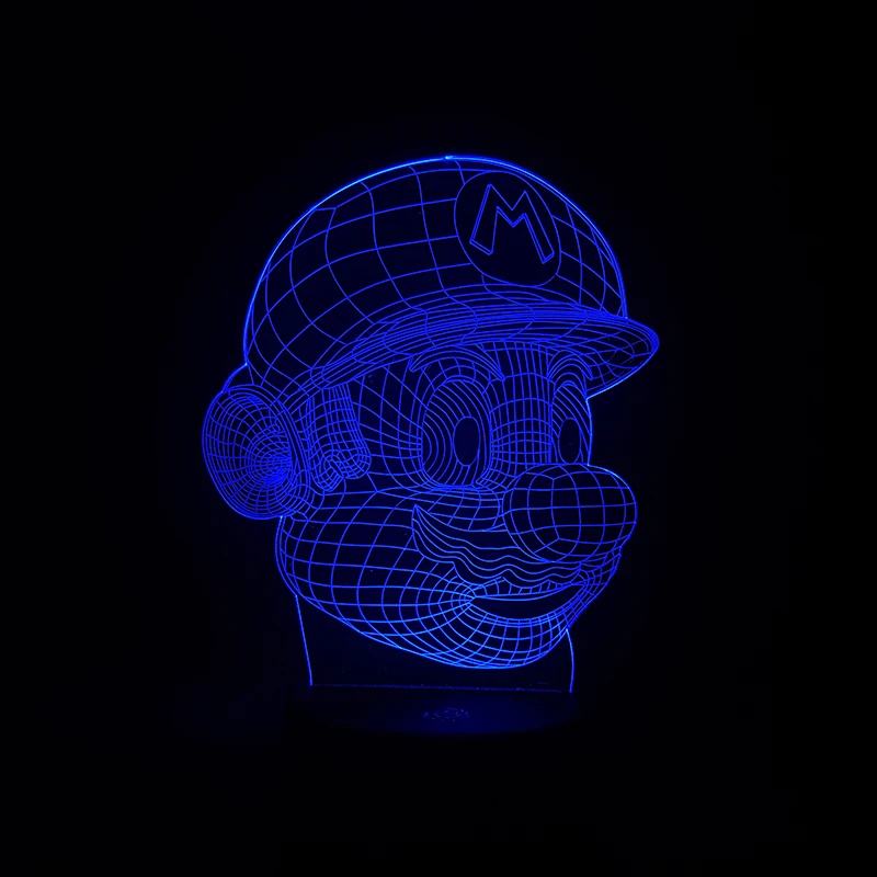 3D Светодиодная лампа Mario ночник настольная 7 цветов сменный USB сенсорный пульт