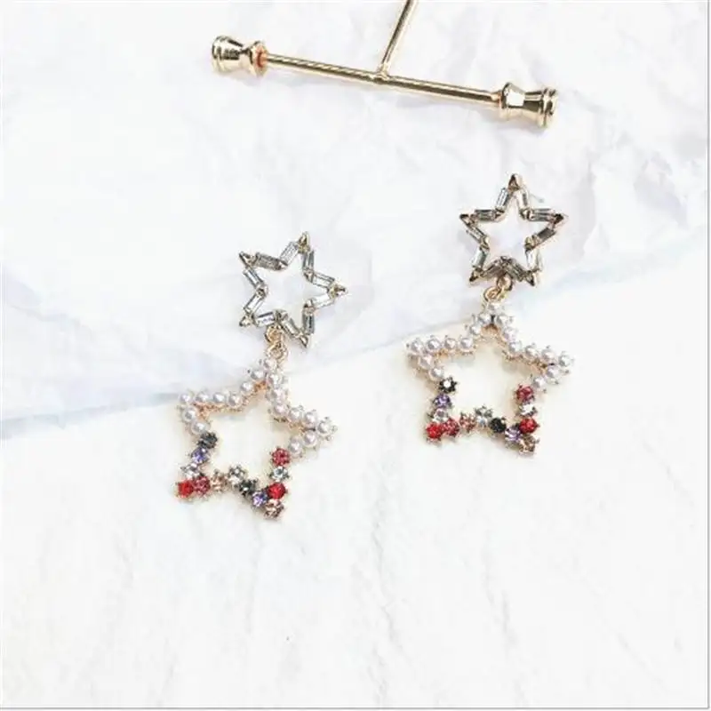 2021 Palace style retro pink stone 925 needle woman long Baroque earrings clip exaggerated slimming temperament brand new | Украшения и