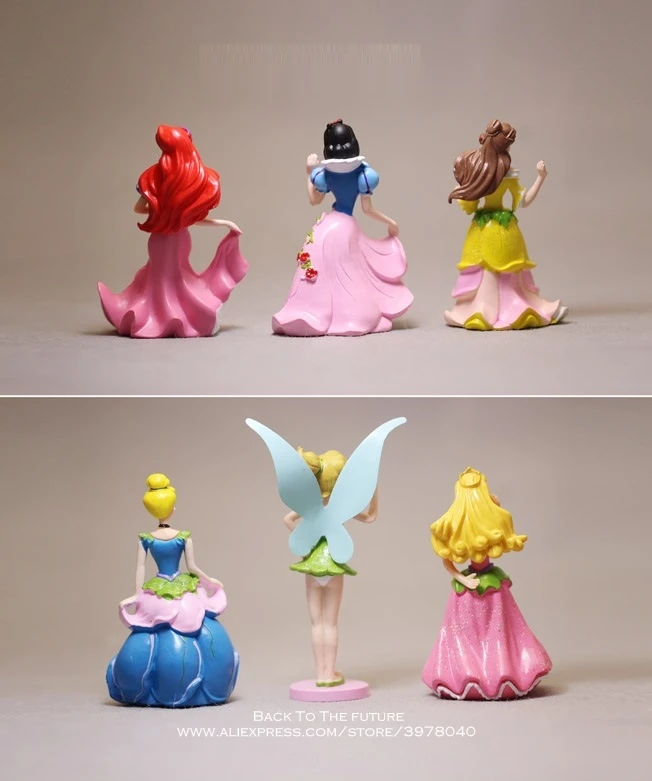 Disney Princess Белоснежка Ариэль Золушка Динь 8 см 6 шт./компл. фигурка аниме Мини