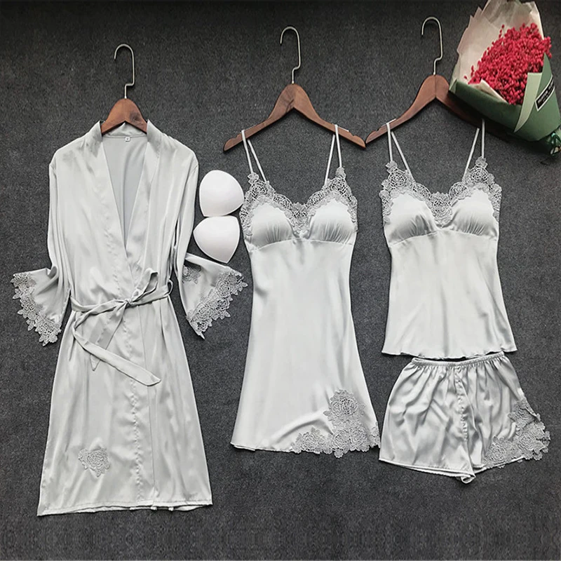 BZEL Sexy Bathrobe Women Lace Robe Sets Pijamas Nightgown 6 Color Bridesmaid Wedding Sleepwear Nightwear Lingerie Underwear |
