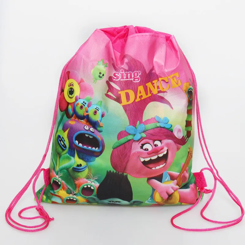 Drawstring bag 1pcs Тема троллей посуда для вечеринки в честь Дня рождения набор ничья карманные чашки скатерть флаги тарелки Дети пользу Мальчики вечерние украшения - Цвет: Drawstring bag 1pcs