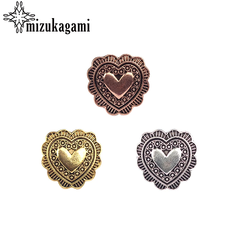 

4pcs/lot 20MM Retro Zinc Alloy Sweet Small Heart Gold Rose Gold Decorative Buttons Charms For DIY Jewellery Accessories