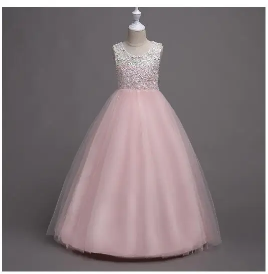 Девушки с длинным торжественное платье 2017 без рукавов Кружево тонкий принцесса