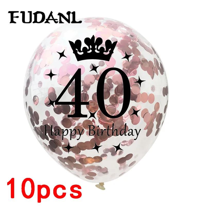 40th Rose Gold 12 дюймов розовое золото конфетти воздушные шары 18 21 30 40 50 юбилей шарик для дня рождения вечерние украшения для взрослых Свадебный декор - Цвет: 40th Rose Gold