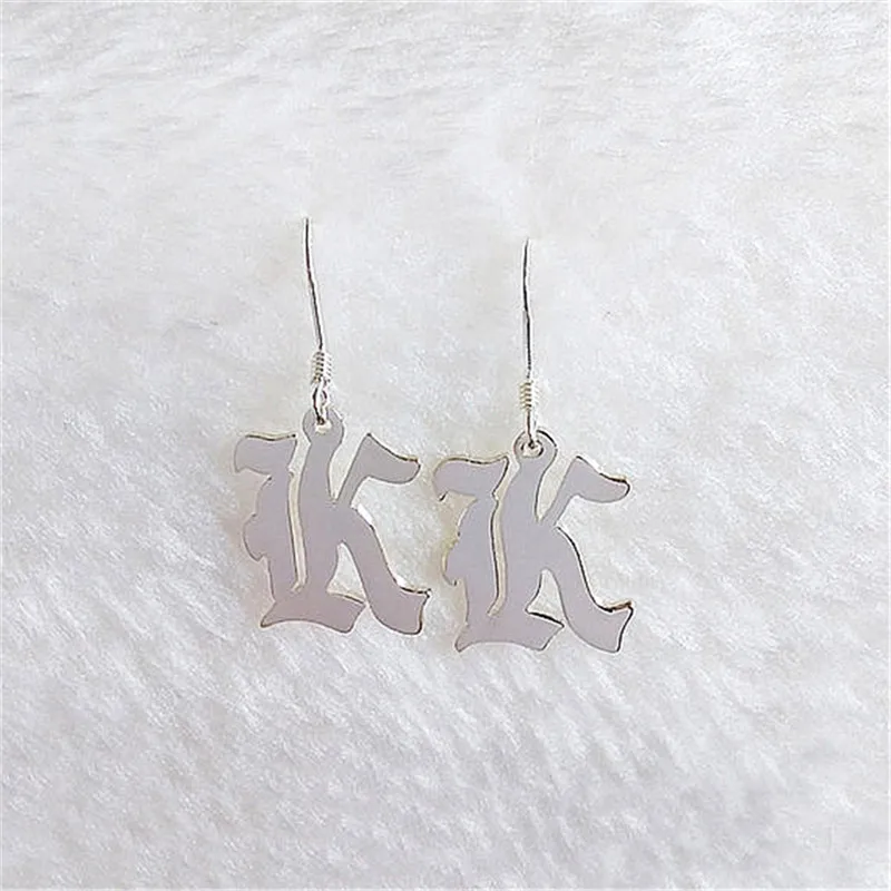 1 пара на заказ Старый Английский начальный S A E D F именные серьги женские золотые