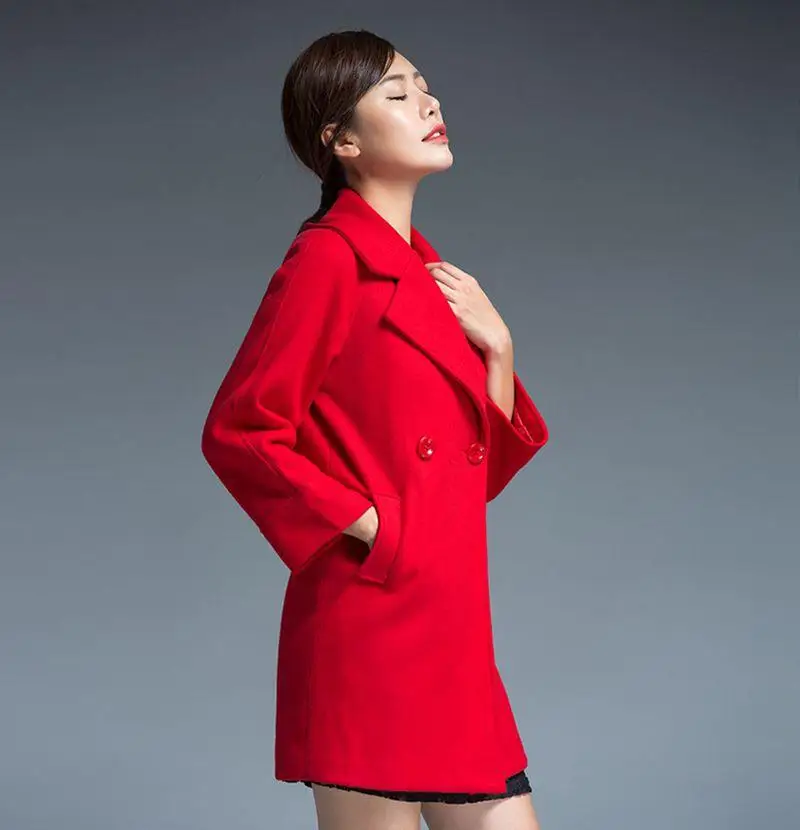 Женское шерстяное пальто повседневное большого размера 2XL 7XL|manteau femme|woolen coatwoolen