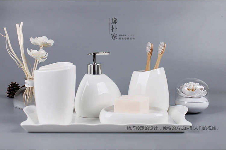 

Ceramics Bathroom Accessories Set Soap Dispenser/Toothbrush Holder/Tumbler/Soap Dish Cotton swab Aromatherapy Bathroom Products