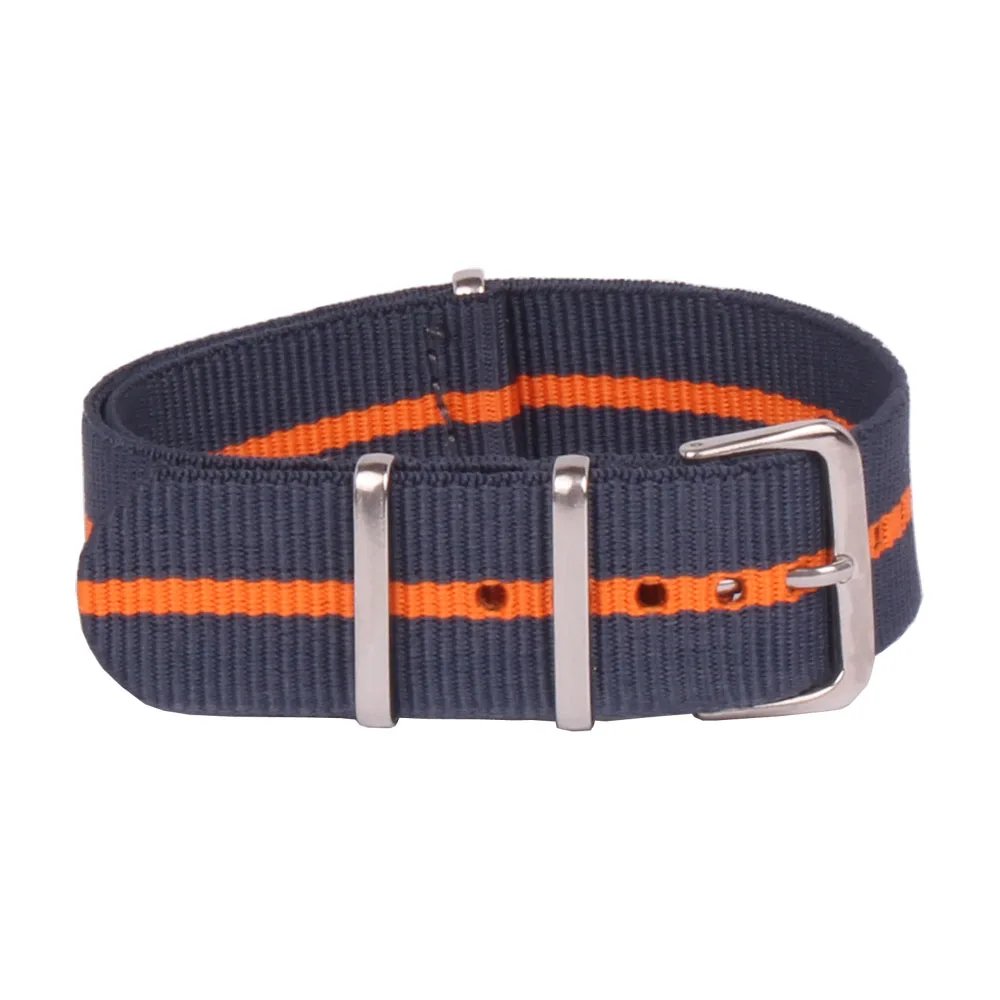 

20mm HOT SALE Wholesale Casual New Watchband Men Women Stripes Cambo Nylon Watches Orange Straps Wristwatch Band Buckle Belts