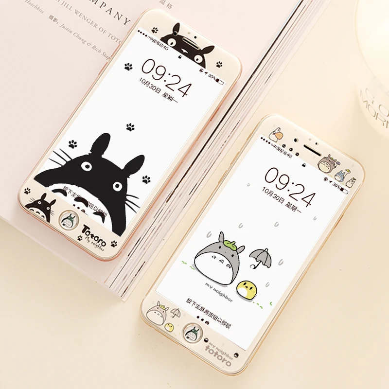 Закаленное стекло Totoro для iPhone 7/8 plus защитная пленка с мягкими краями 6 6s + наклейка