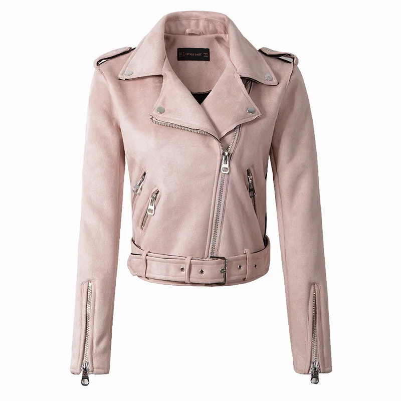 

AKSLXDMMD 2019 New Arrival Women Autumn Winter Suede Faux Leather Jackets Lady Fashion Matte Motorcycle Coat Biker Outwear YR084