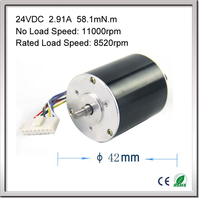 

11000rpm 67W 24V 2.91A 42mm * 55mm 3 phase Hall Brushless DC Micro Motor High Speed DC Motor for Fan air pump gear box
