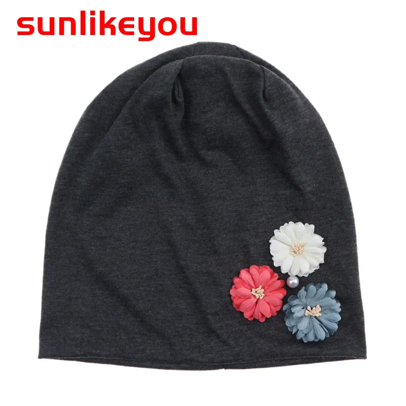 Sunlikeyou модная мешковатая шапка женская одноцветная крышки с пружинами цветок