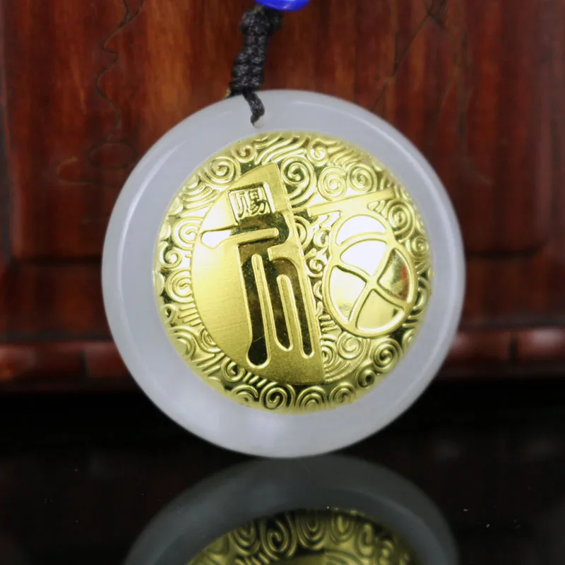 Кулон из нефрита Hetian белое ожерелье с надписью Good luck Blessin для мужчин и женщин
