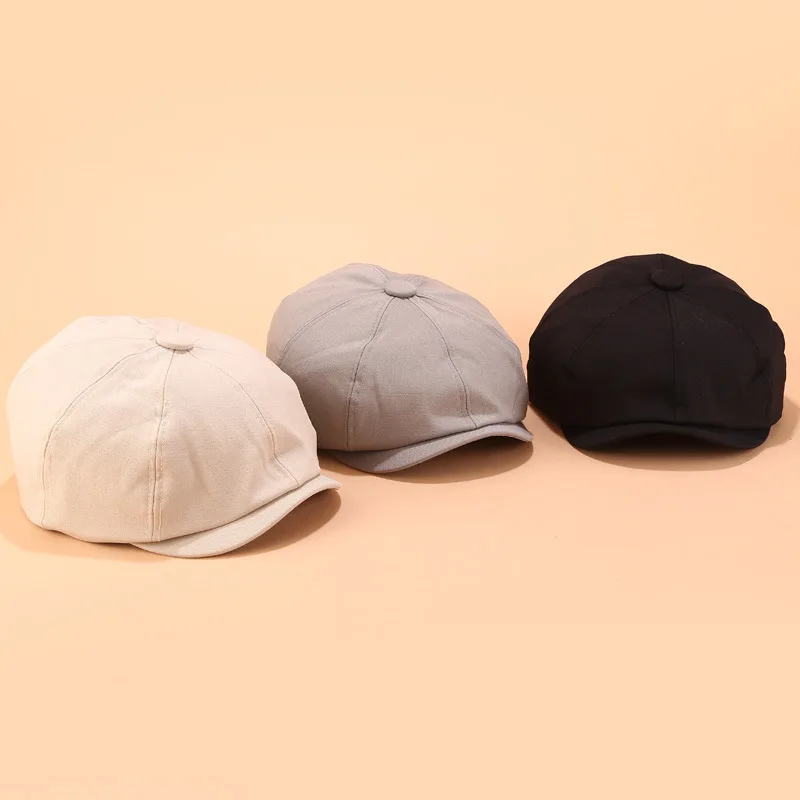 Autumn winter Hat for women men duck tongue berets wild solid color forward cap casual octagonal simple painter hat | Аксессуары для
