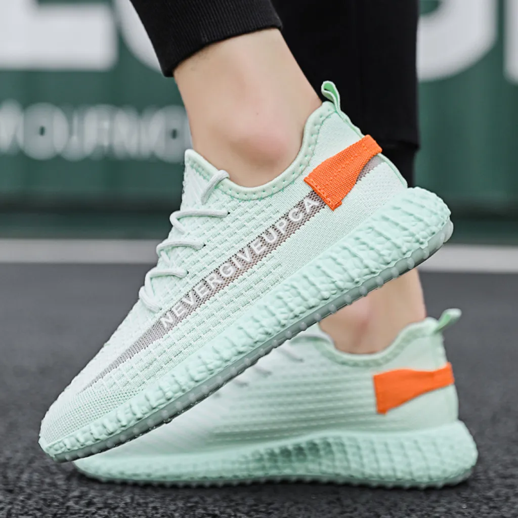 Man shoes sneakers orange Fly Knit Breathable Sneakers Fashion Fluorescence Casual Shoes sport men #G3 | Обувь
