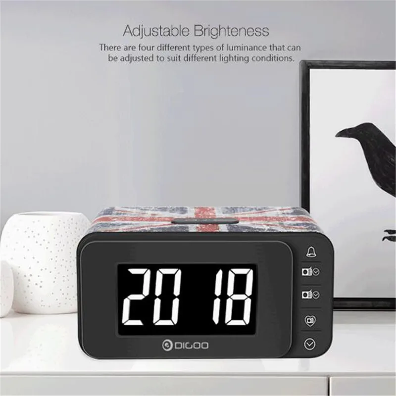 Digoo DG-FR8888 многофункциональные смарт-часы с цифровым будильником с fm-радио и динамиком, функция памяти, двойные будильники на каждый день