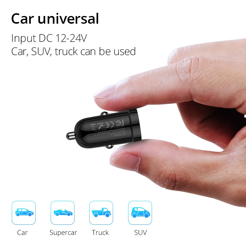 PZOZ Mini Автомобильное зарядное устройство Dual USB 3.1A Зарядка для мобильного телефона Планшетный GPS Универсальный адаптер для быстрой автомобильной зарядки Автомобильное зарядное устройство 2 порта для iPhone LG