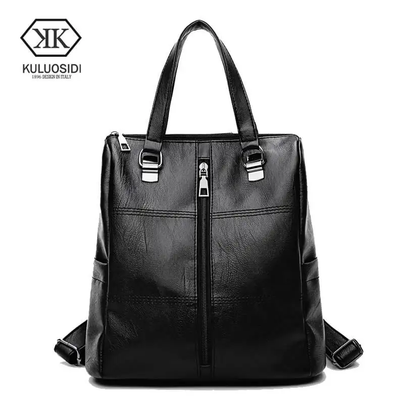

KULUOSIDI Preppy Style Leather Backpack Women Bagpack Women Big Travel Back Pack Female Backpack School Bags for Teenage Girls
