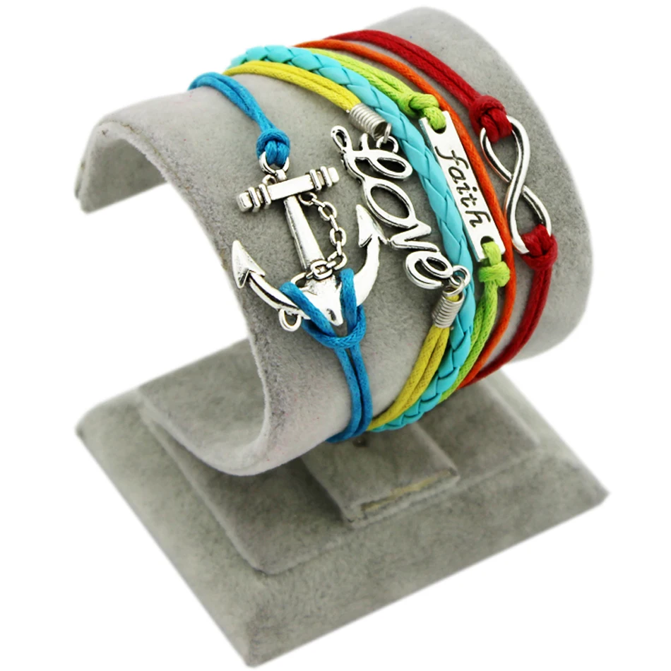 Fashion Infinite Birds Tree Anchor Rudder Love Charm Imitation Pearl Leather Multilayer Handmade Braid Wrap Bracelets for Woman | Украшения