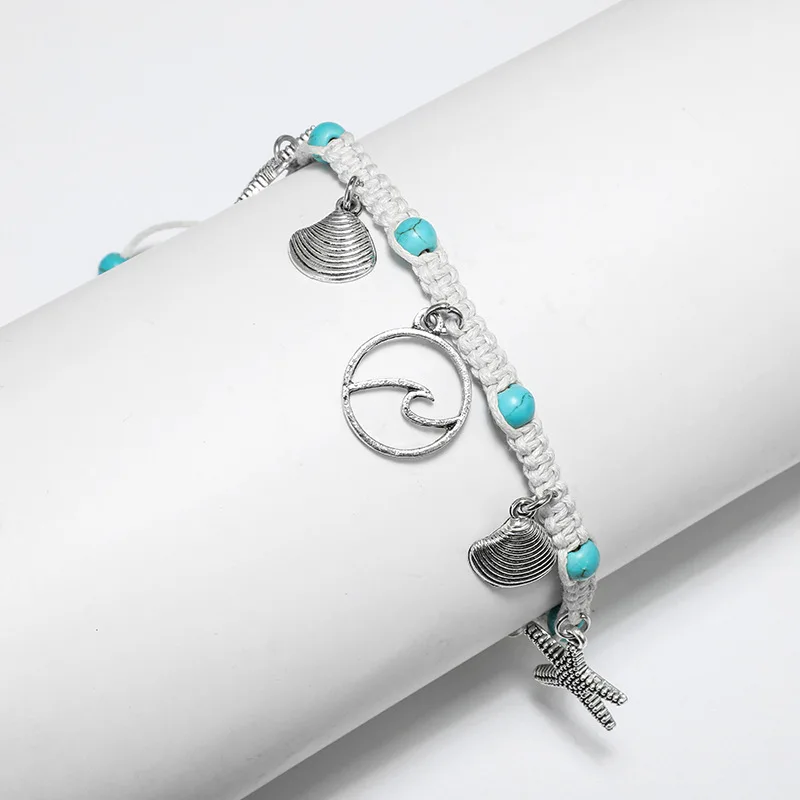 Богемный простой пляжный браслет в виде морской звезды из соснового камня