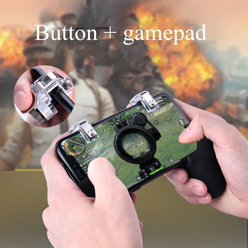 button and handle Держатель мобильного телефона металлический умный игровой триггер для мобильного геймпада PUBG для huawei Кнопка огня ключ прицела L1R1 шутер контроллер - Цвет: button and handle