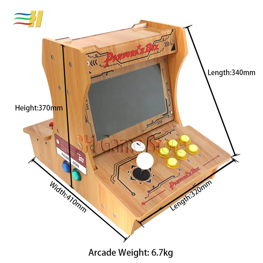 Деревянная коробка Пандора 9D 2500 В 1 есть 3d игры мини аркадная бартоп diy пользователь Самостоятельная установка 10 дюймов двойной экран есть 3P 4P игры