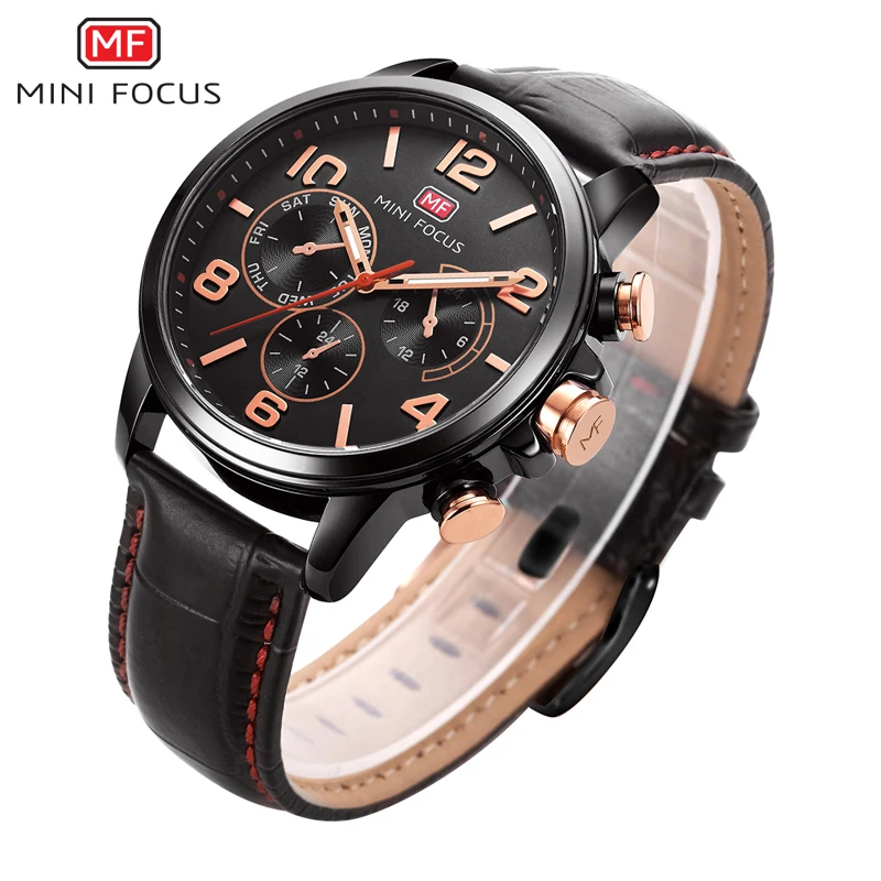 Мини фокус кожаный ремешок Для мужчин часы кварцевые Повседневное мужские