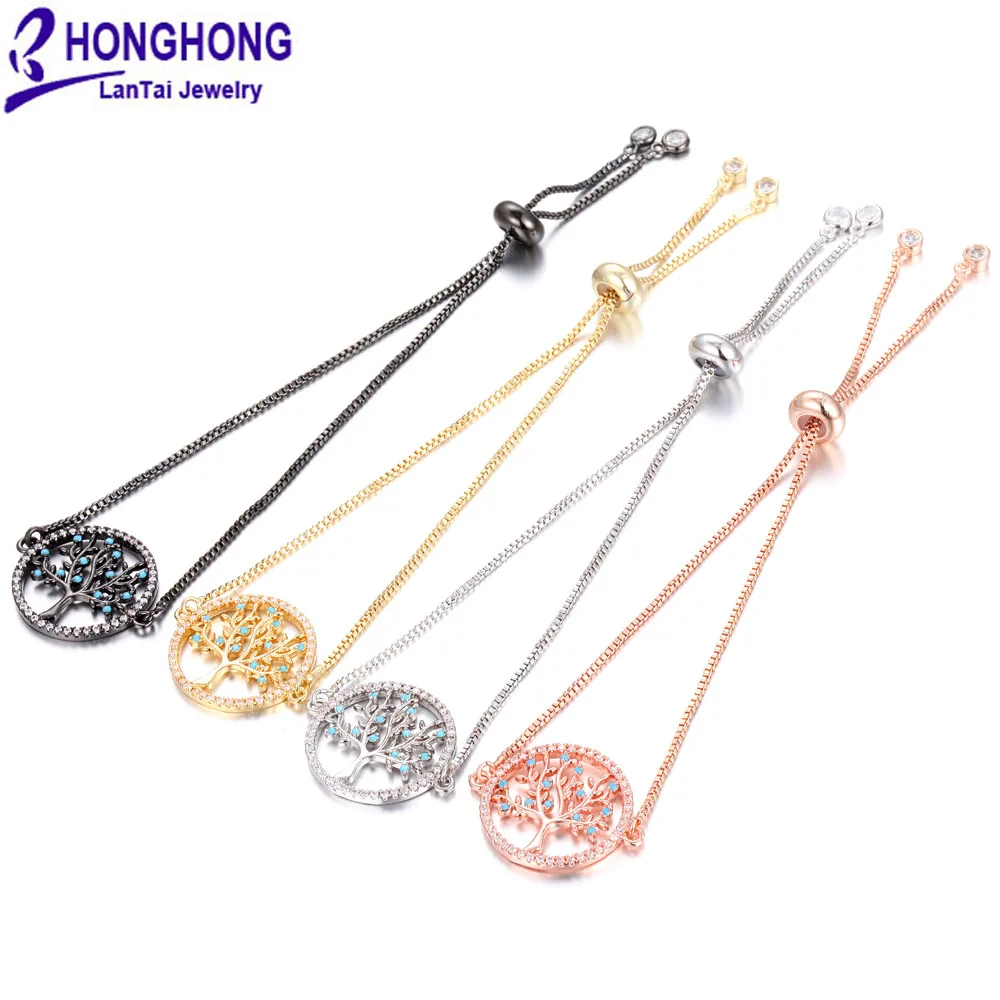 

HONGHONG 2017 High Quality Zirconia Tree of life Bracelet For Women Anchor Bracelets Bride Fashion Jewelry