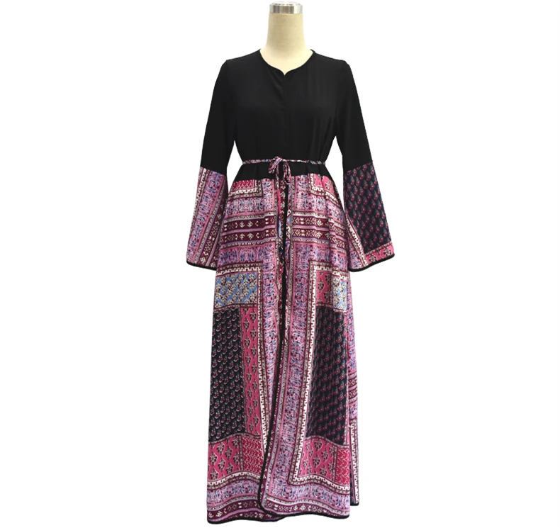 Платье женское длинное с принтом элегантное скромное мусульманское платье