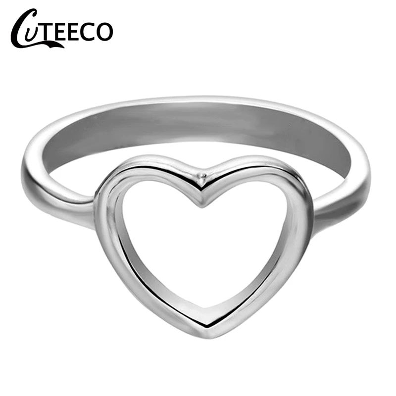 CUTEECO модное розовое Золотое свадебное кольцо в форме сердца для женщин, циркониевые обручальные кольца, Гламурные ювелирные изделия Anillos Mujer