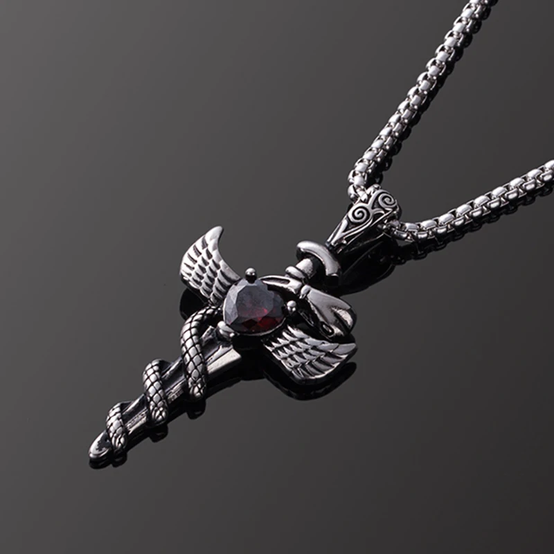 Personality Men's Vintage Stainless Steel Titanium Pendant Necklace Male Trendy Punk Charm Chain Necklaces Jewelry Accessories|stainless steel