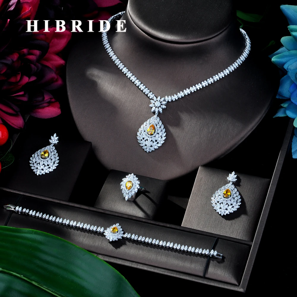 Ювелирные наборы HIBRIDE с прозрачными кристаллами и фианитами для женщин Свадебные