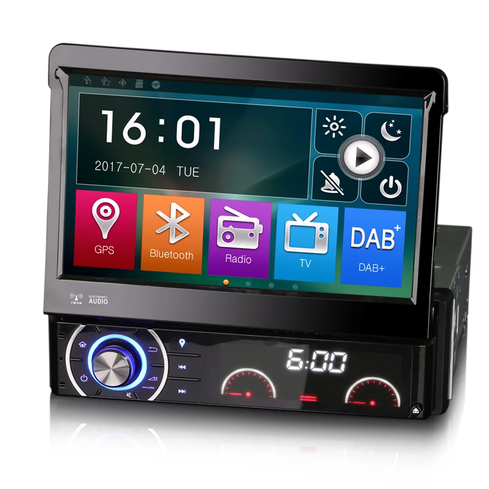 Автомобильный DVD проигрыватель 7 дюймовая однодиновая GPS навигация с выдвижным