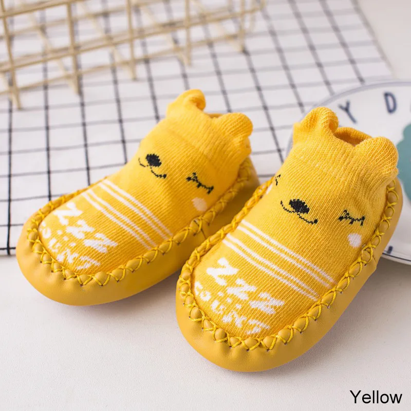 Yellow REAKIDS/носки для малышей милые носки для новорожденных с героями мультфильмов зимние нескользящие носки для маленьких мальчиков и девочек с изображением лисы - Цвет: Yellow