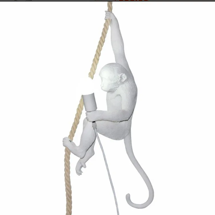 Modern creative design Resin Monkey Loft Vintage Hemp Rope Pendant Light for Home Lighting Bar Cafe Retro Hanging lamp | Лампы и