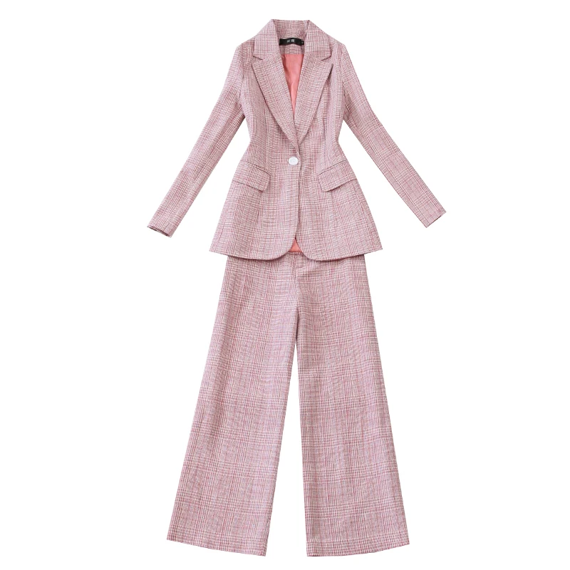 Большие размеры женские 2018 Осень Зима широкие брюки костюмы tailleur femme Куртка