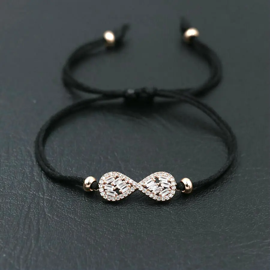 Lucky Brilliant Shiny Crystal Zircon 8 Infinity Bracelets Thin Red Rope Thread String Bracelet Women Girl Couples Lovers Gift | Украшения и