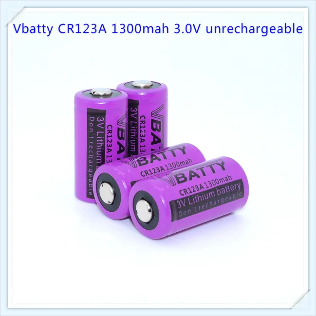 100% оригинал Vbatty CR123A 1300mah 3 0 V li ion неперезаряжаемая батарея наружный фонарик с