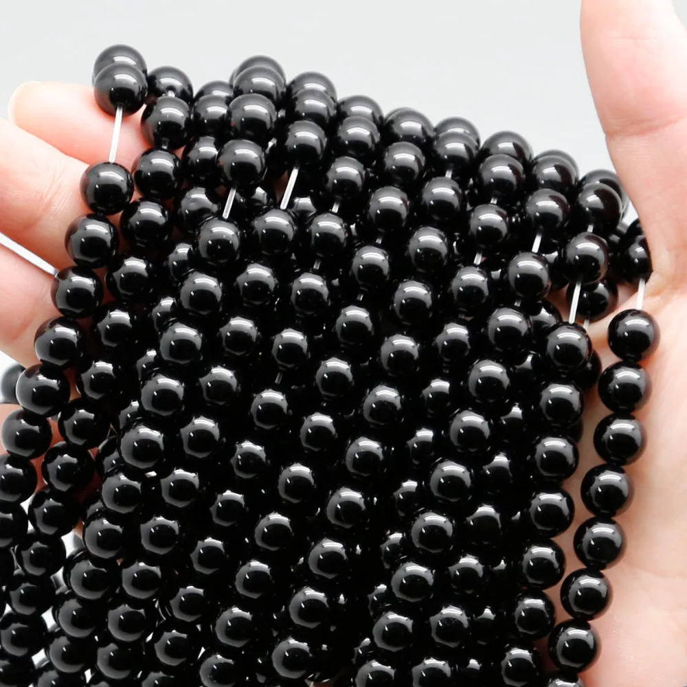 

High Quality Natural Black Onyx Bead Round Beads For Jewelry Making 15" Strand 3-12mm Pick Size