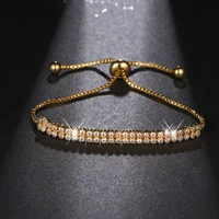 luxury gifts new bling 2 rowaaa cubic zirconia braceletsbangles women man golden hip hop chain for pagement party show b 072