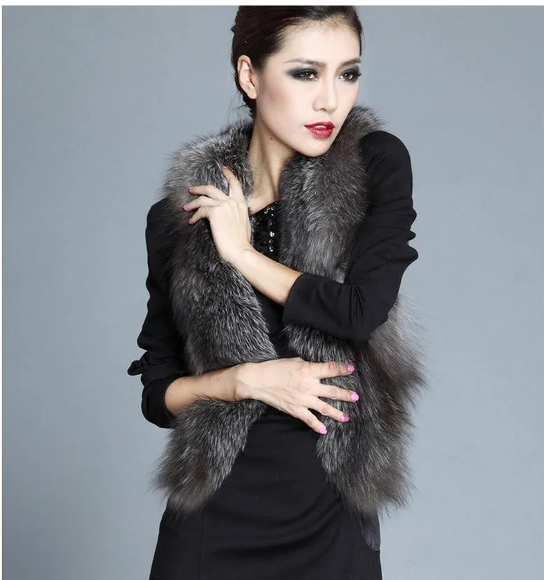 New Women Short Section Faux Mink Fur Stitching Sleeveless Jacket Casual Vest Coats Large Size Man-Made s/6xl K22 | Женская одежда