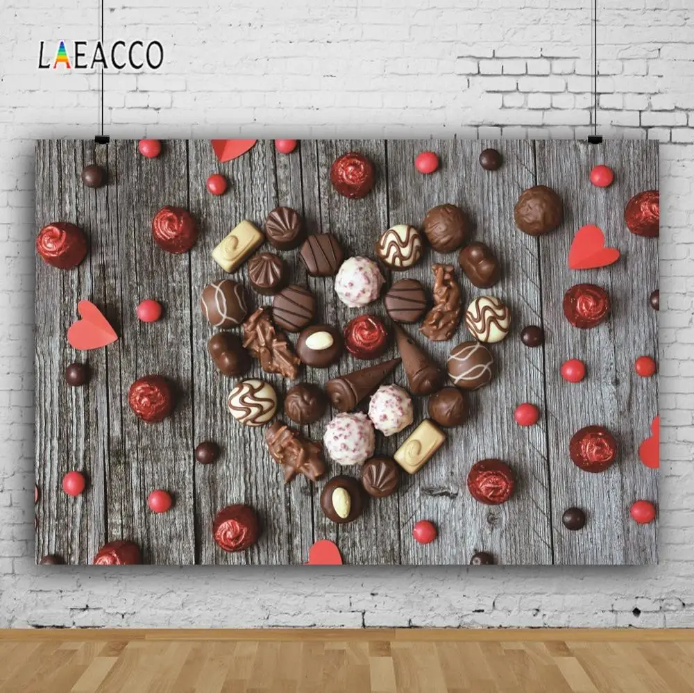 Фоны для фотосъемки Laeacco с деревянной доской шоколадные конфеты сердце десерт